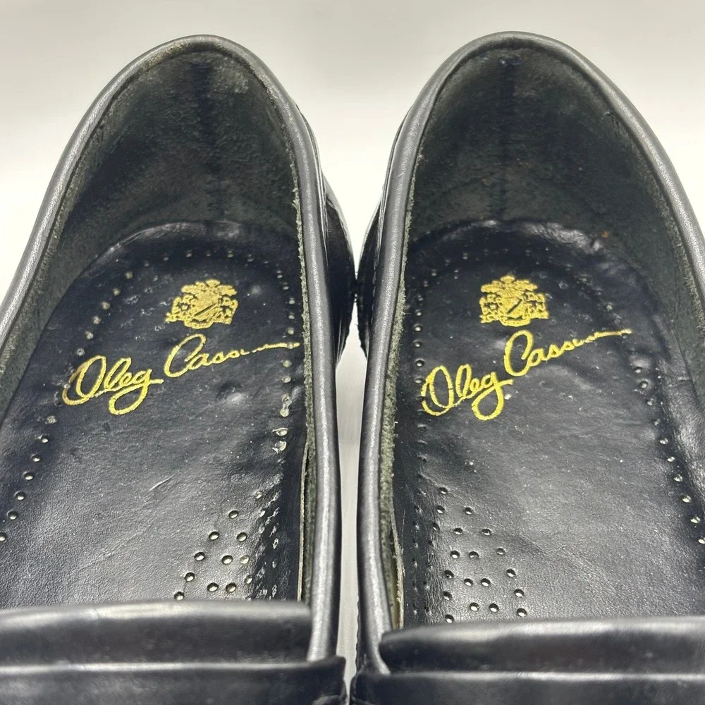 Vintage Kiltie Tassel Loafers Oleg Cassini 10.5M Black Leather Fremont Brazil